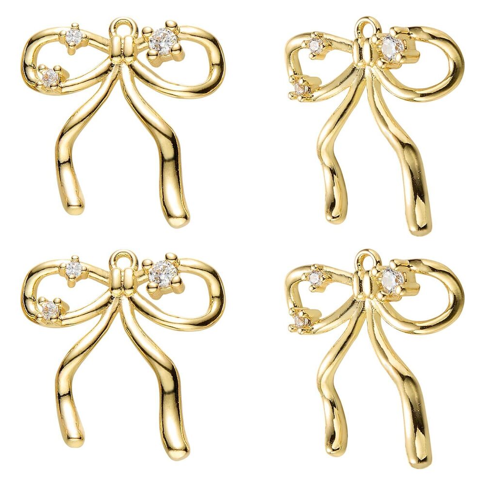 8748 4Pcs Real 14K Gold Filled Bow Charms for Jewelry Making 20x19mm